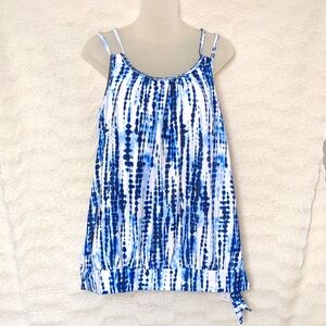 🆕 HOLIPICK Swim Top Sz 18W Blue White adjustable straps